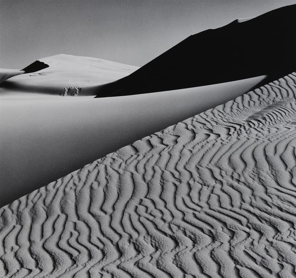 Black and white photograph entitled Dunes-Oceano ©Ansel Adams
